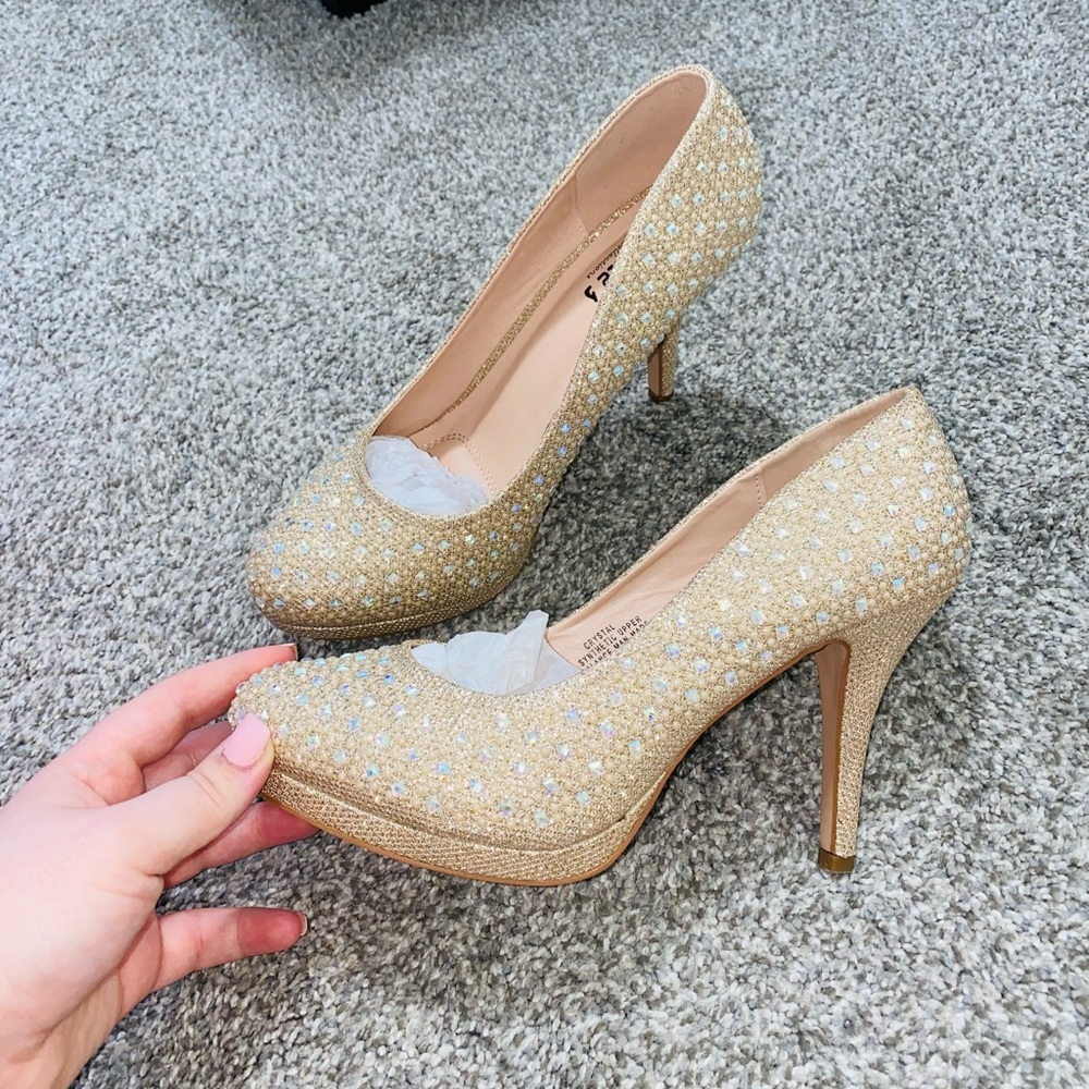 Sweetie Crystal Nude High Heels (WORN ONCE!)